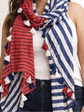 INTERMIX Blue and White Striped Scarf brand new